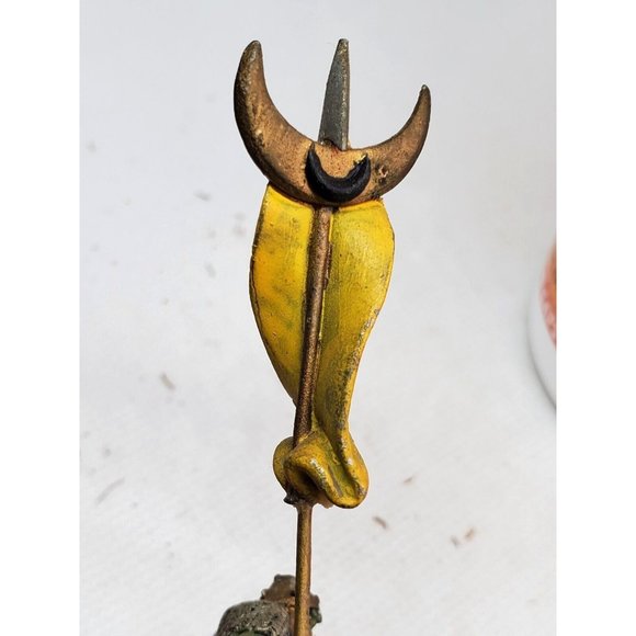 Ogre Warrior On Wolf W/ Flag Shield Miniature Figurine Statue On Stone Slab - Picture 10 of 10